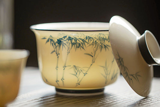 Covered Bowl with Bamboo Pattern