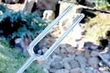 Clear quartz crystal tuning fork CCB-039 - hitting the instrument to meditate and de-stress